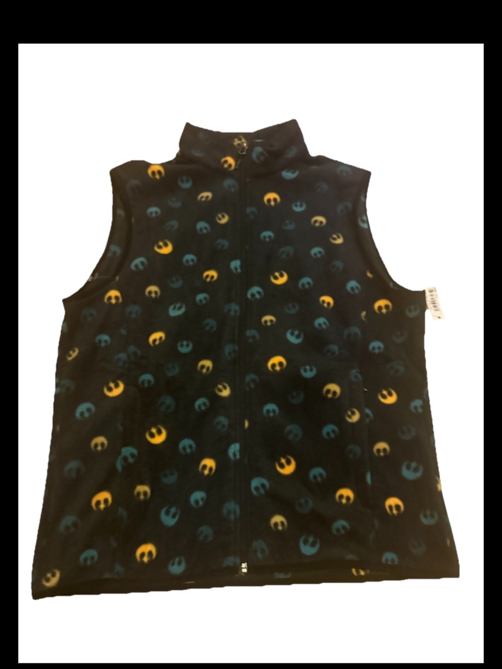 Amazon Essentials Star Wars Rebel Fleece Vest Mens Logo Print Pockets Size L